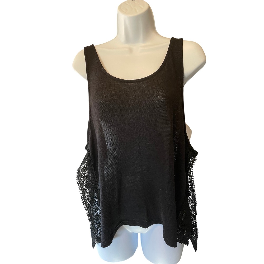Divided Womens Boho Whimsigoth Lace Trim Sheer Tank Top Size L Festival Layering